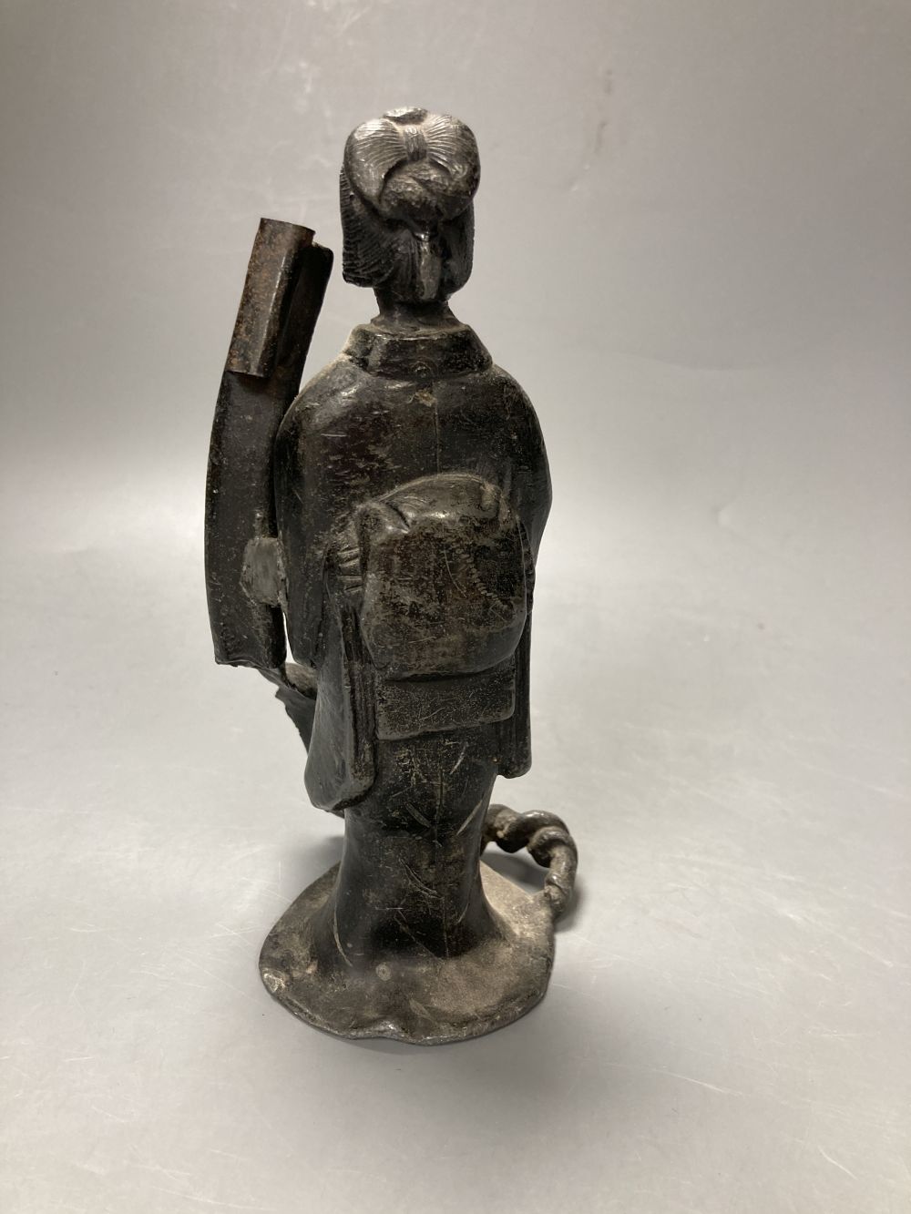 A Japanese spelter figure of lady, 17.7cm.